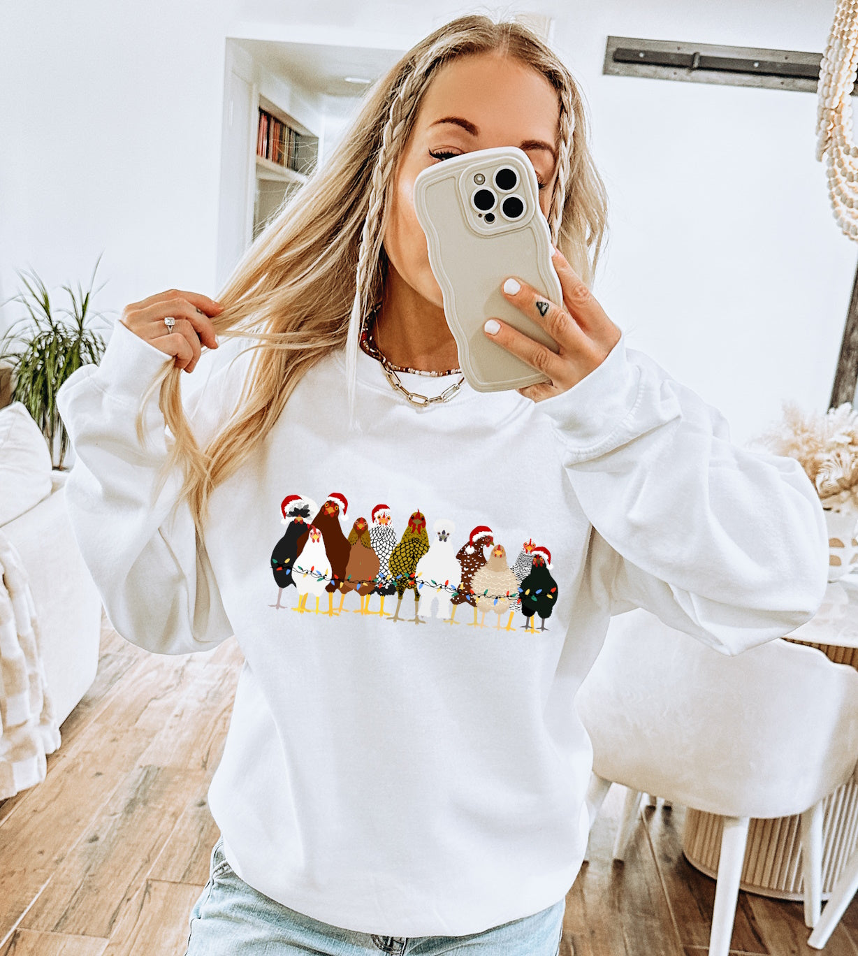 Christmas Chickens Crewneck Sweatshirt