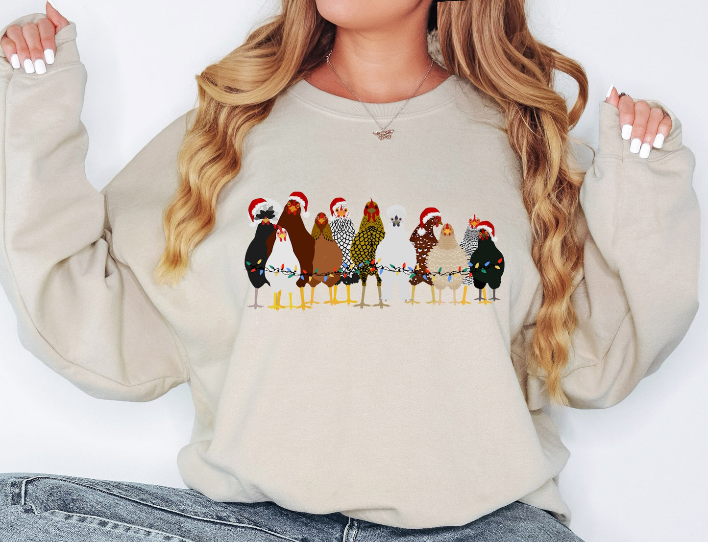 Christmas Chickens Crewneck Sweatshirt