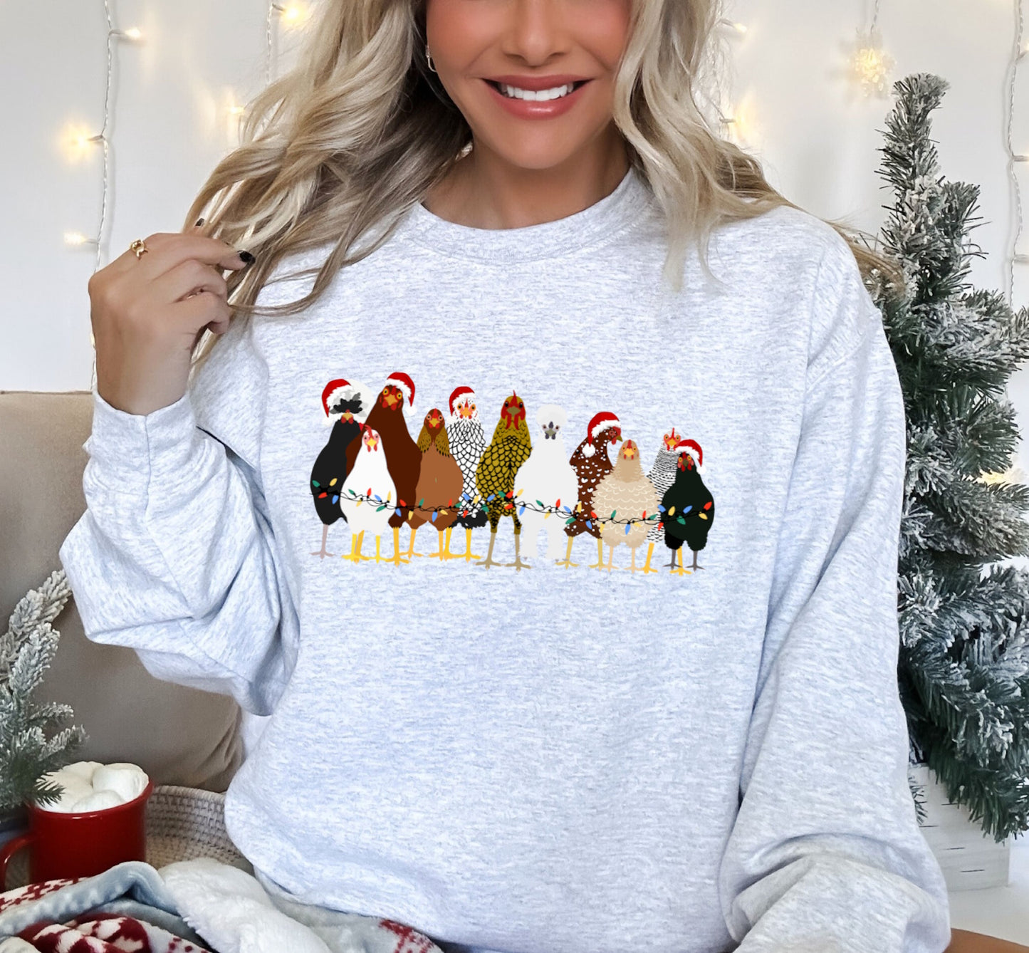 Christmas Chickens Crewneck Sweatshirt