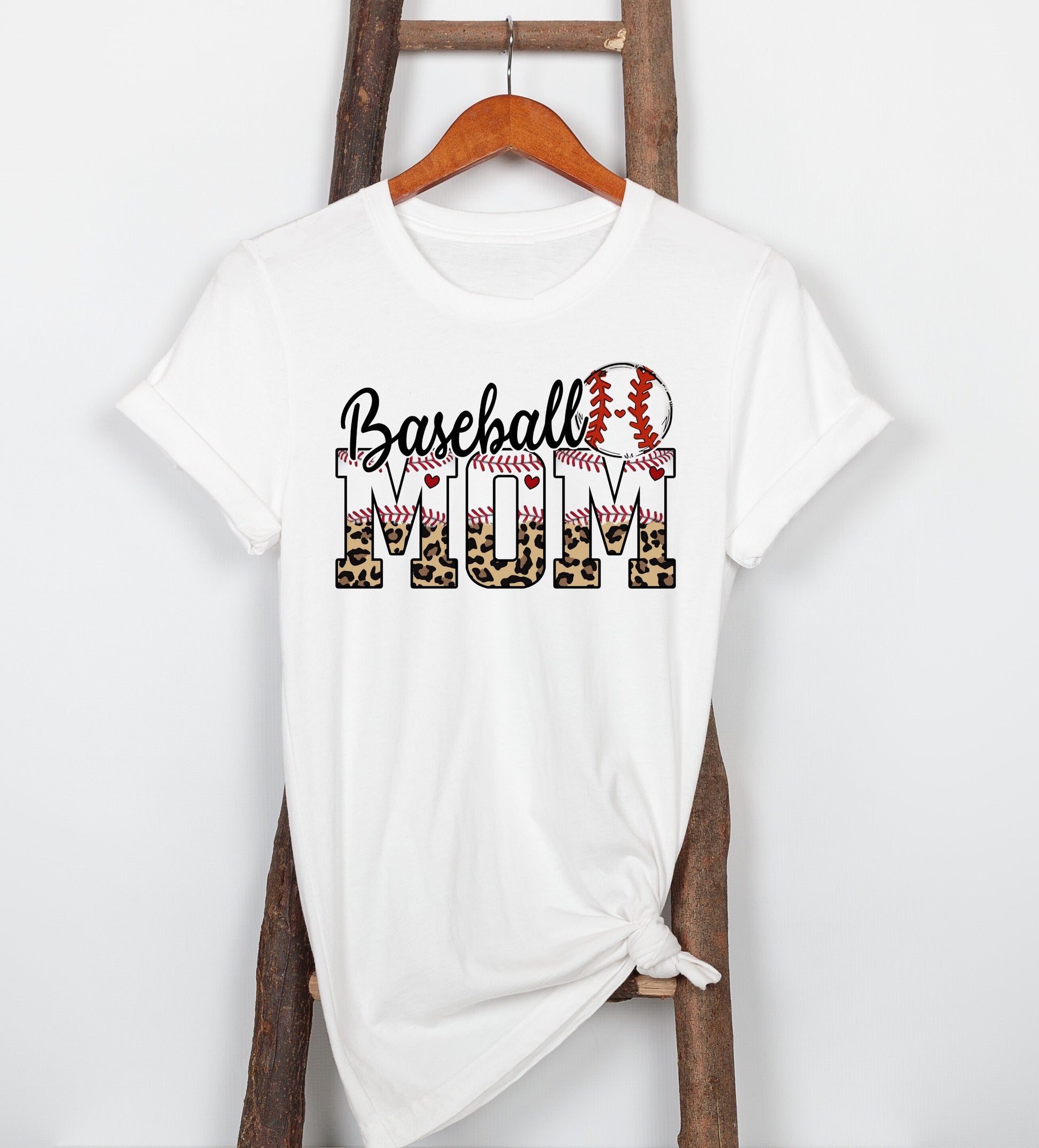 Baseball Mom Leopard Print T-shirt, Baseball Mama, Sports Mom Unisex Novelty T-Shirt