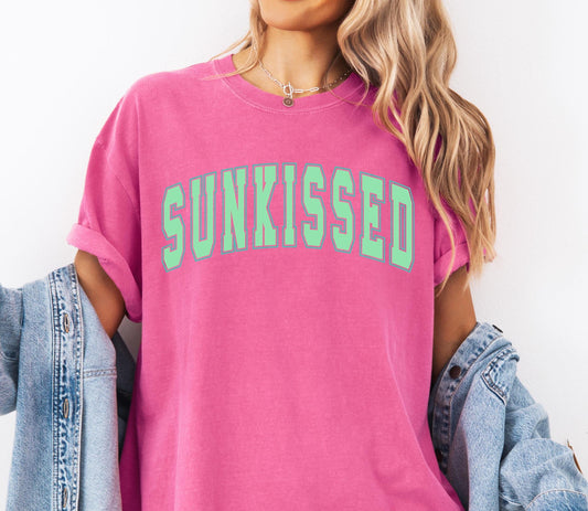 Sunkissed Comfort Colors® Beach T-shirt, Cute Summer Graphic Tee For Woman