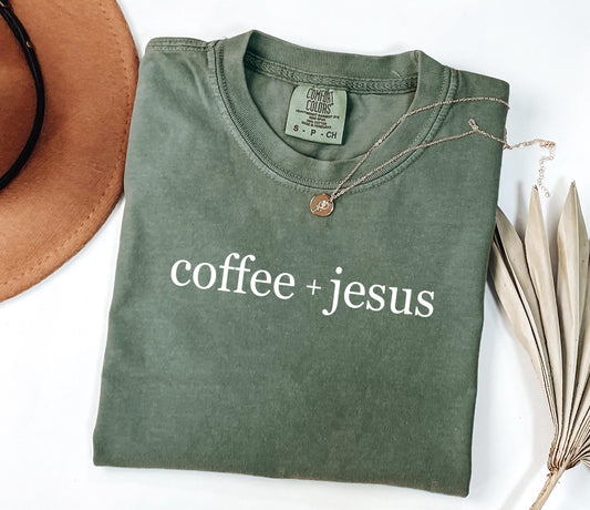 Coffee And Jesus Comfort Colors® T-shirt, Christian Bible Verse Graphic Tee, Religious Apparel, Bible Study Church Shirt