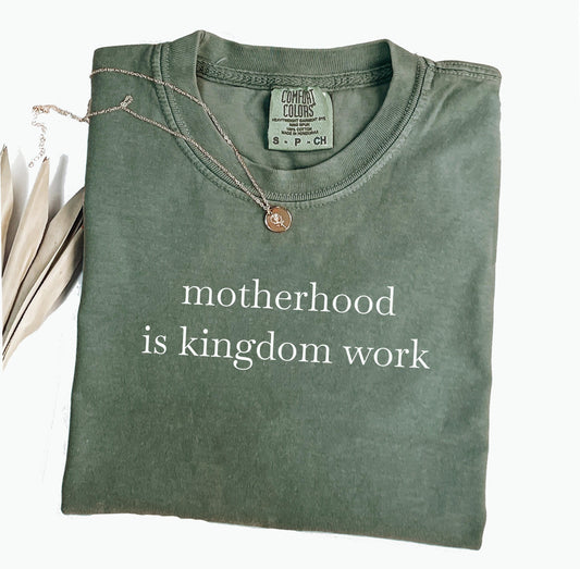 Motherhood Is Kingdom Work Comfort Colors® T-shirt, Christian Bible Verse Graphic Tee, Religious Apparel, Gift For Mom
