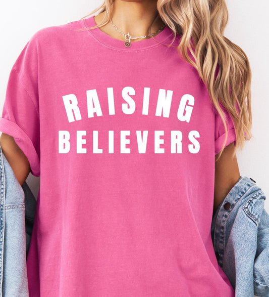 Raising Believers Comfort Colors® T-shirt, Christian Bible Verse Graphic Tee, Religious Apparel, Christian Mom Shirt