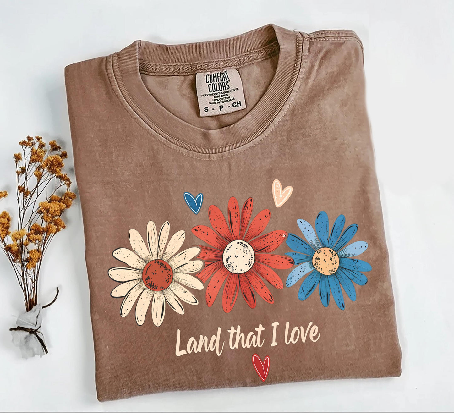 Land That I Love Comfort Colors® Daisy T-shirt, Cute Trendy Graphic Tee For Woman, 4th of July, Memorial Day