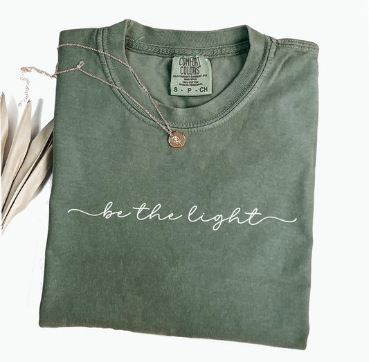 Be The Light Comfort Colors® T-shirt, Christian Bible Verse Graphic Tee, Minimalist Religious Apparel, Woman's Bible Study, Church Shirt