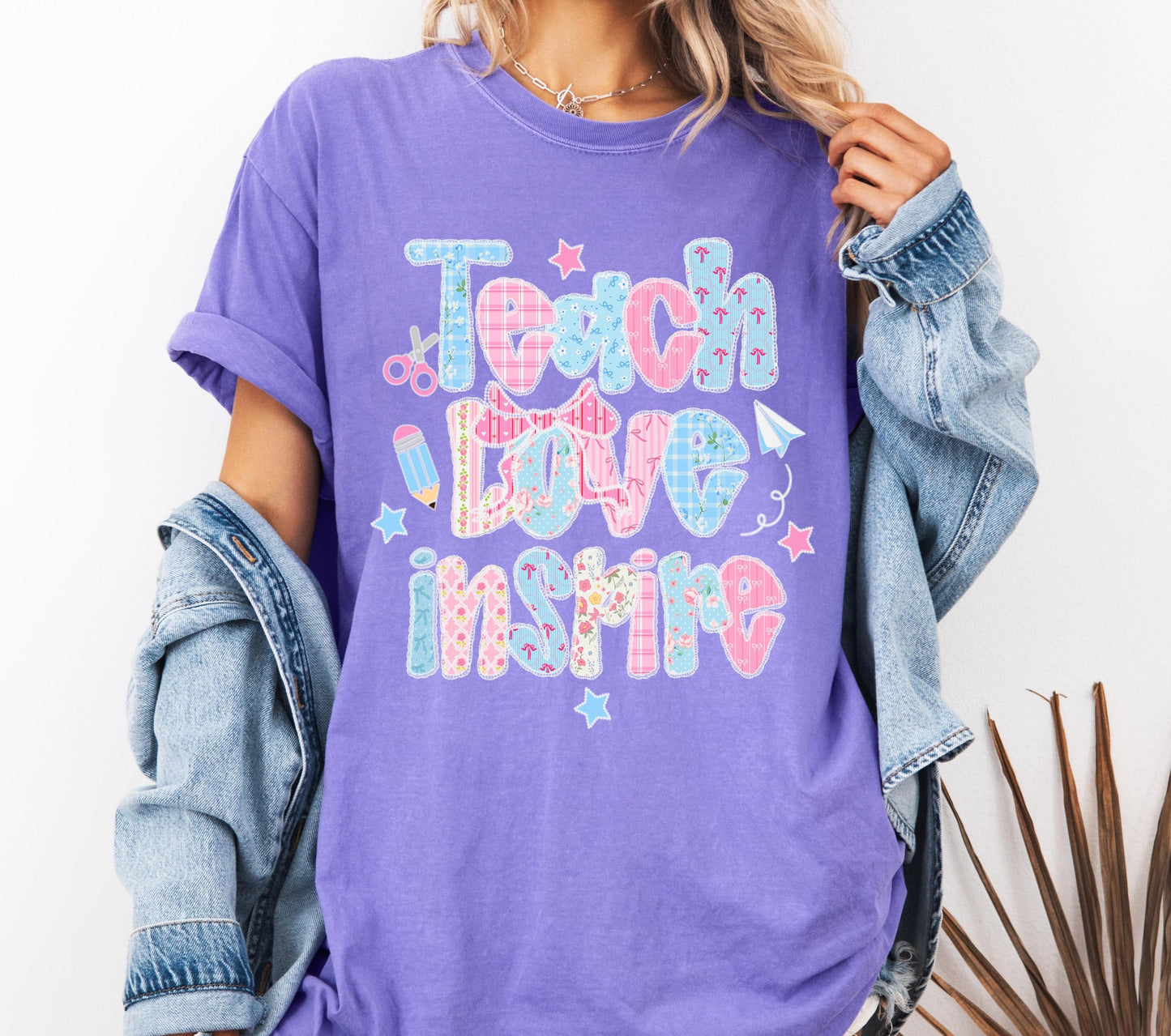Floral Teach Love Inspire Comfort Colors® Cute Teacher T-shirt, Cute Trendy Graphic Tee For Woman, Teacher Appreciation Gift