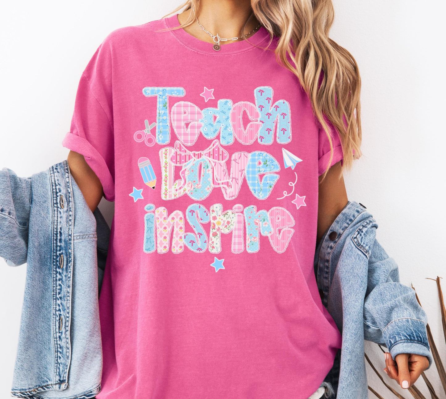 Floral Teach Love Inspire Comfort Colors® Cute Teacher T-shirt, Cute Trendy Graphic Tee For Woman, Teacher Appreciation Gift