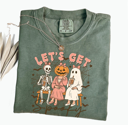 Get Spooky Comfort Colors® T-shirt, Trendy Halloween Tee, Cute Girly Graphic TShirt, Fall Party Shirt