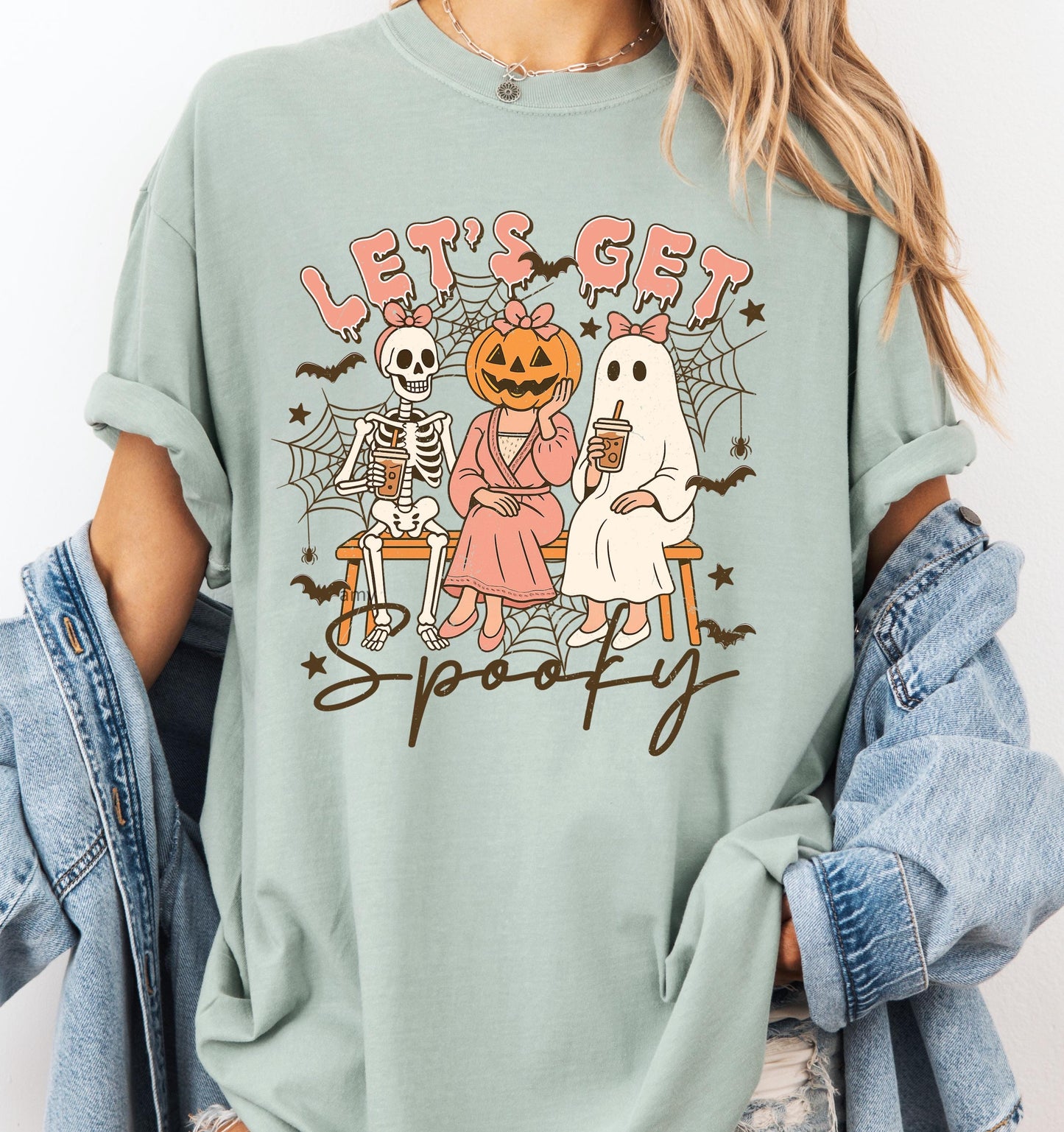 Get Spooky Comfort Colors® T-shirt, Trendy Halloween Tee, Cute Girly Graphic TShirt, Fall Party Shirt