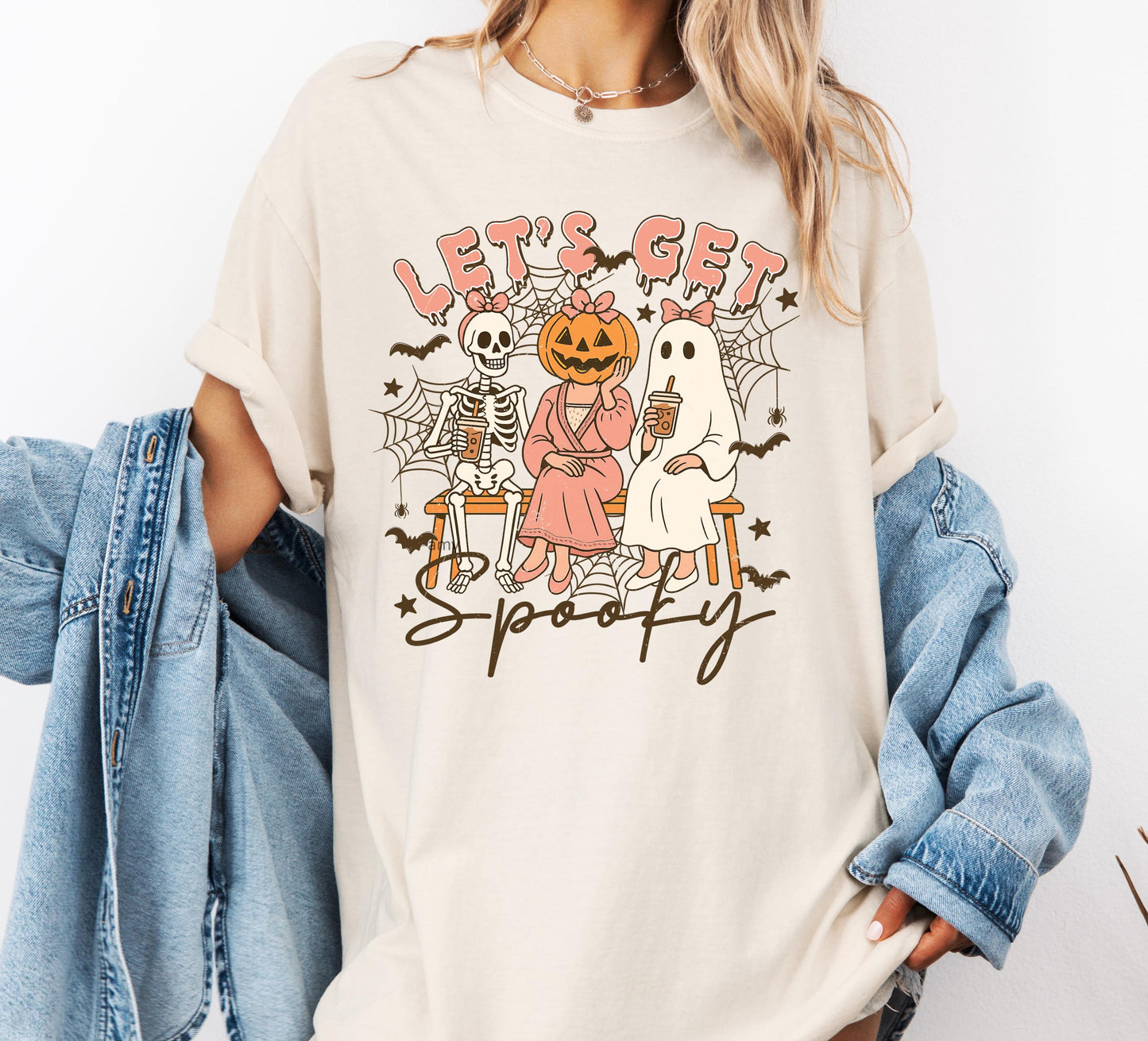 Get Spooky Comfort Colors® T-shirt, Trendy Halloween Tee, Cute Girly Graphic TShirt, Fall Party Shirt