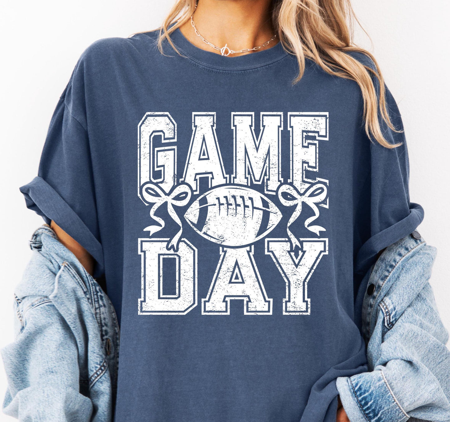Game Day Bow Varsity Comfort Colors® Shirt, Football Tee, Simple Sporty Tshirt for Game Lovers, Football Tee, Baseball Shirt, Hockey Tshirt