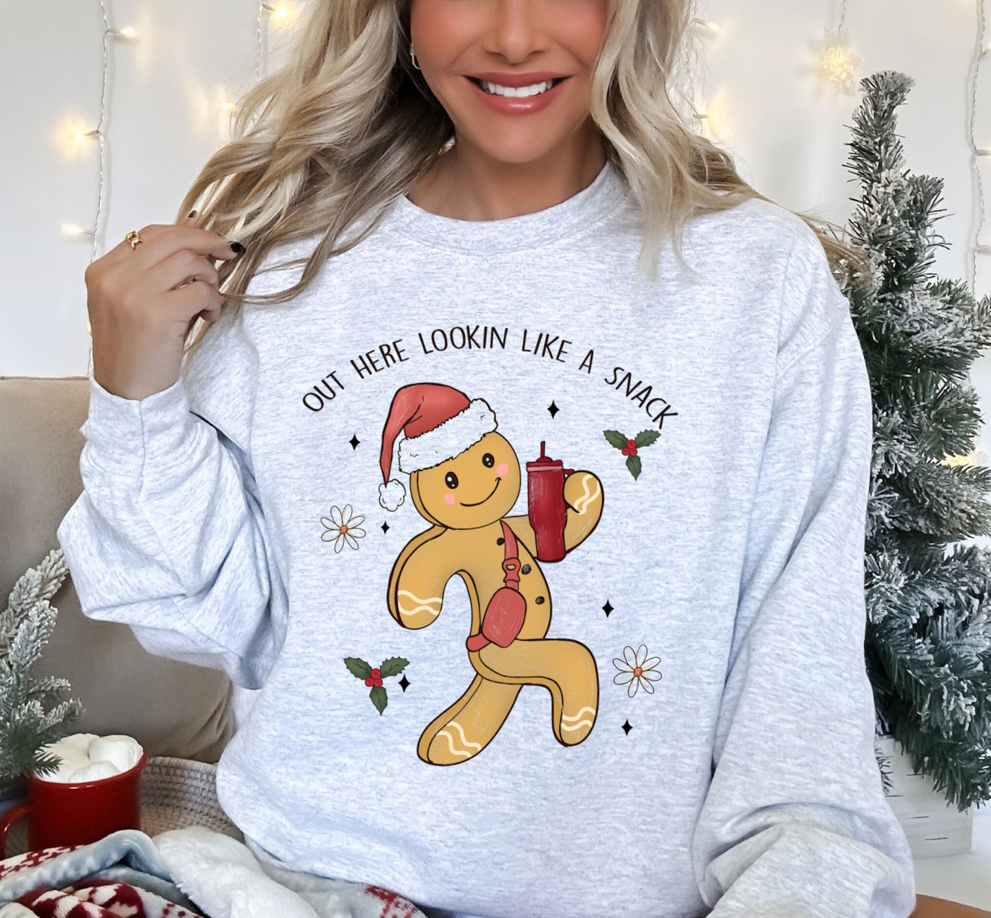 Out Here Lookin Like A Snack Bougie Christmas Gingerbread Crewneck Sweatshirt