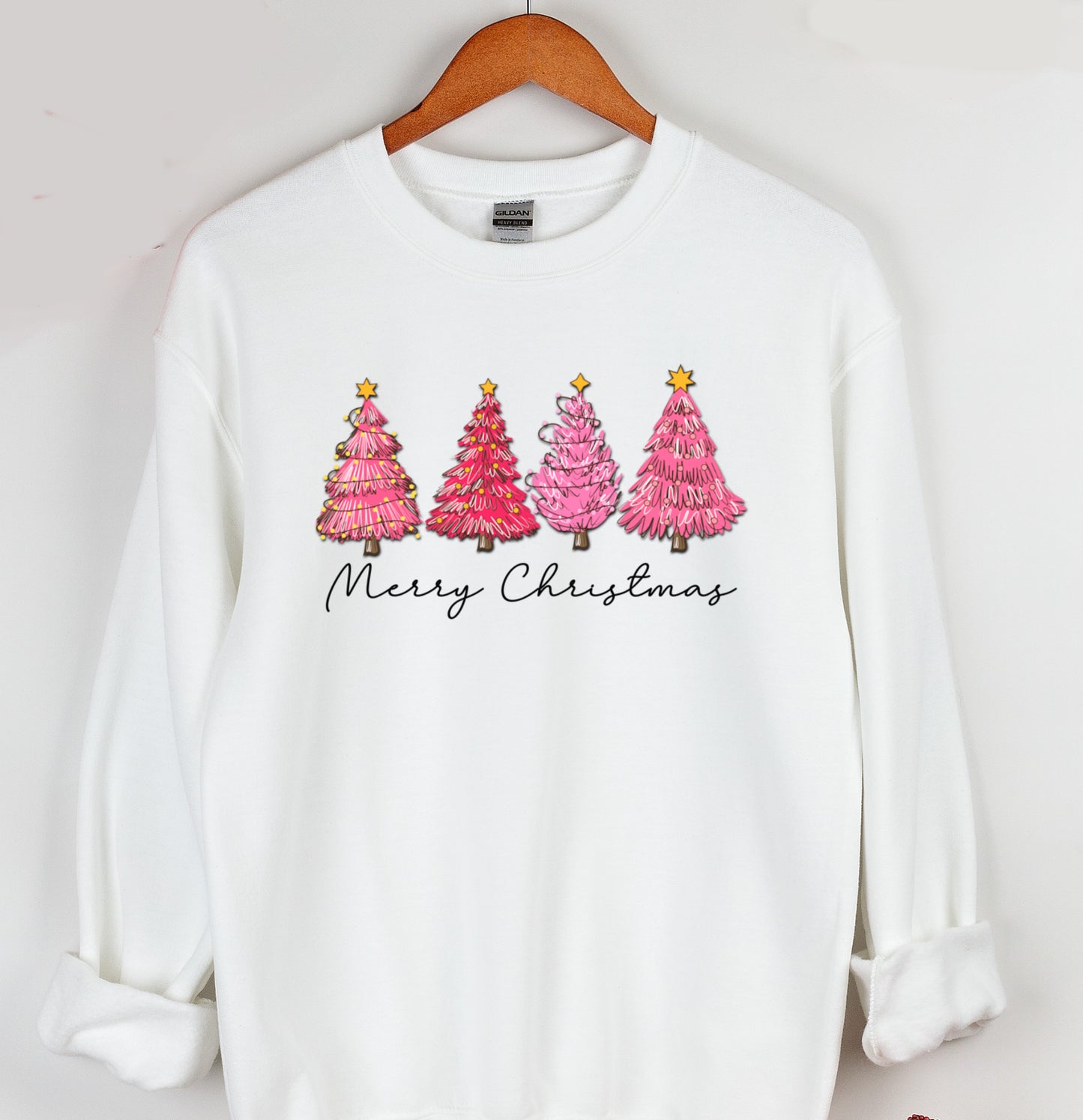 Pink Trees Merry Christmas Crewneck Sweatshirt