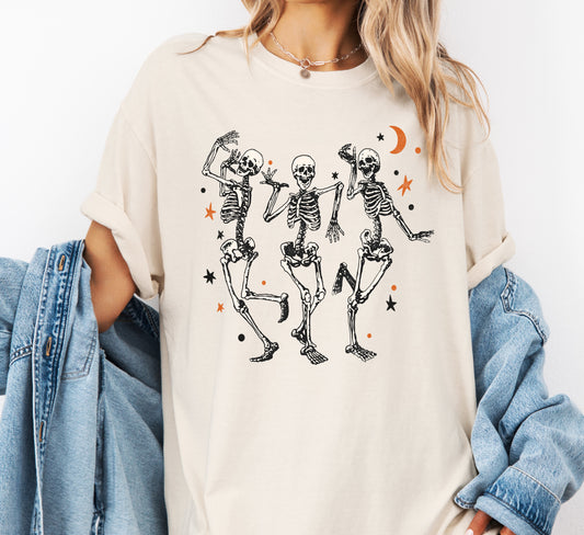 Dancing Skeletons Comfort Colors® T-shirt, Cute Halloween Tee, Trendy Halloween Shirt