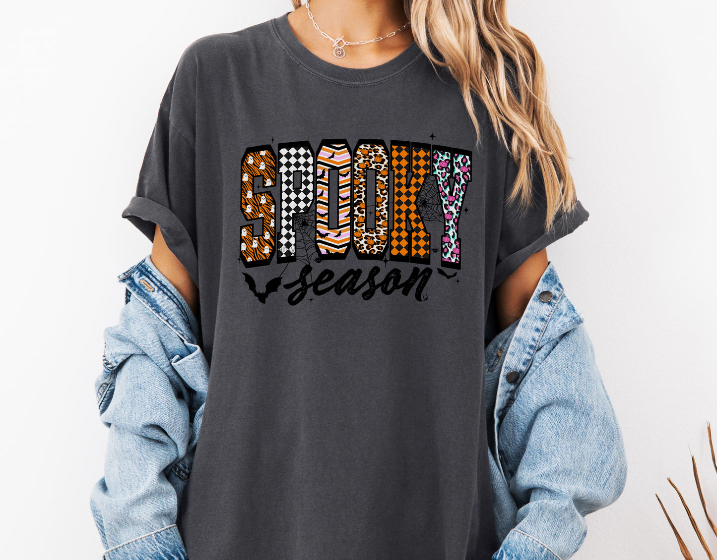 Spooky Season Comfort Colors® T-shirt, Retro Trendy Halloween Tee, Cute Girly Graphic TShirt, Fall Party Shirt