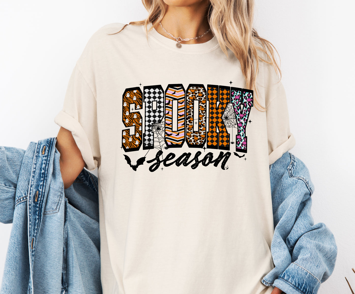 Spooky Season Comfort Colors® T-shirt, Retro Trendy Halloween Tee, Cute Girly Graphic TShirt, Fall Party Shirt