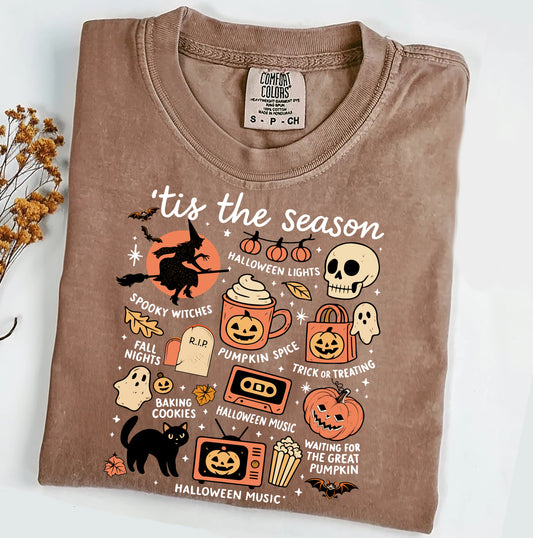 Tis The Season Pumpkin Comfort Colors® T-shirt, Cute Halloween Tee, Girly Trendy Pumpkin Shirt