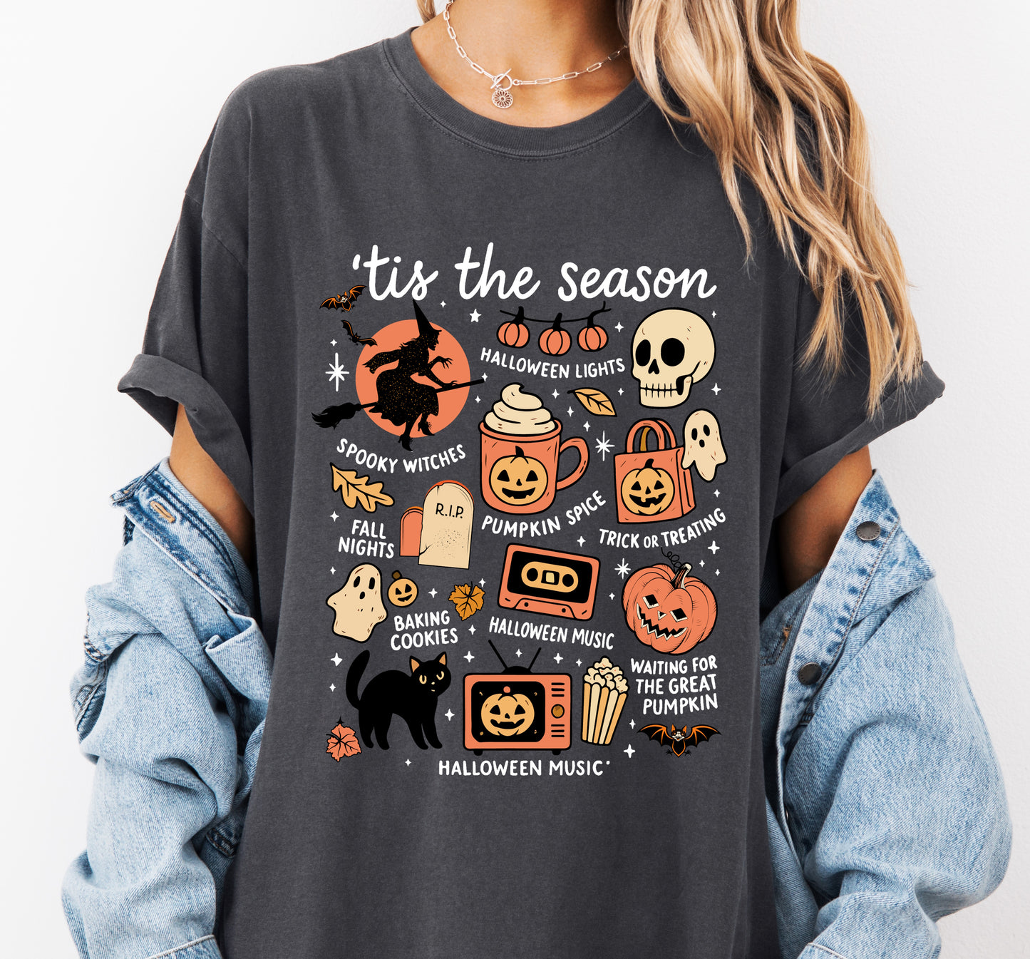Tis The Season Pumpkin Comfort Colors® T-shirt, Cute Halloween Tee, Girly Trendy Pumpkin Shirt