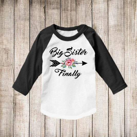 Big Sister Finally Arrow Floral T Shirt Big Sister Raglan shirt