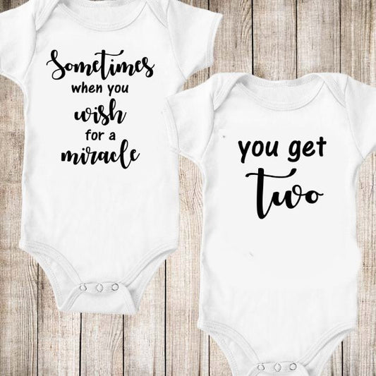 When You Wish For A Miracle You Get Two Twin Outfits Pregnancy Baby Gift Shirts