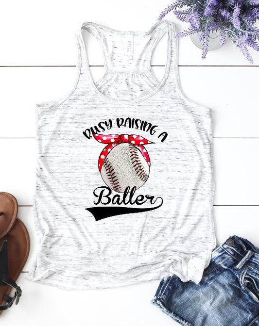 Raising Ballers Baseball Mom Bandanna Racerback Woman's Shirt Tank Top T-Shirt