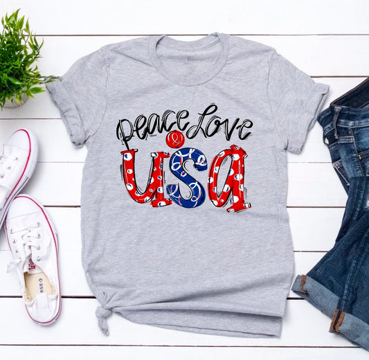 Peace Love USA Americana American Pride Unisex Novelty T-Shirt