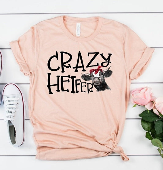 Crazy Heifer Funny Cow Farm Tee Novelty T-Shirt