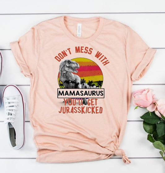 Don't Mess With Mamasaurus Jurassic Mama Mom Funny Dinosaur Tee Novelty T-Shirt