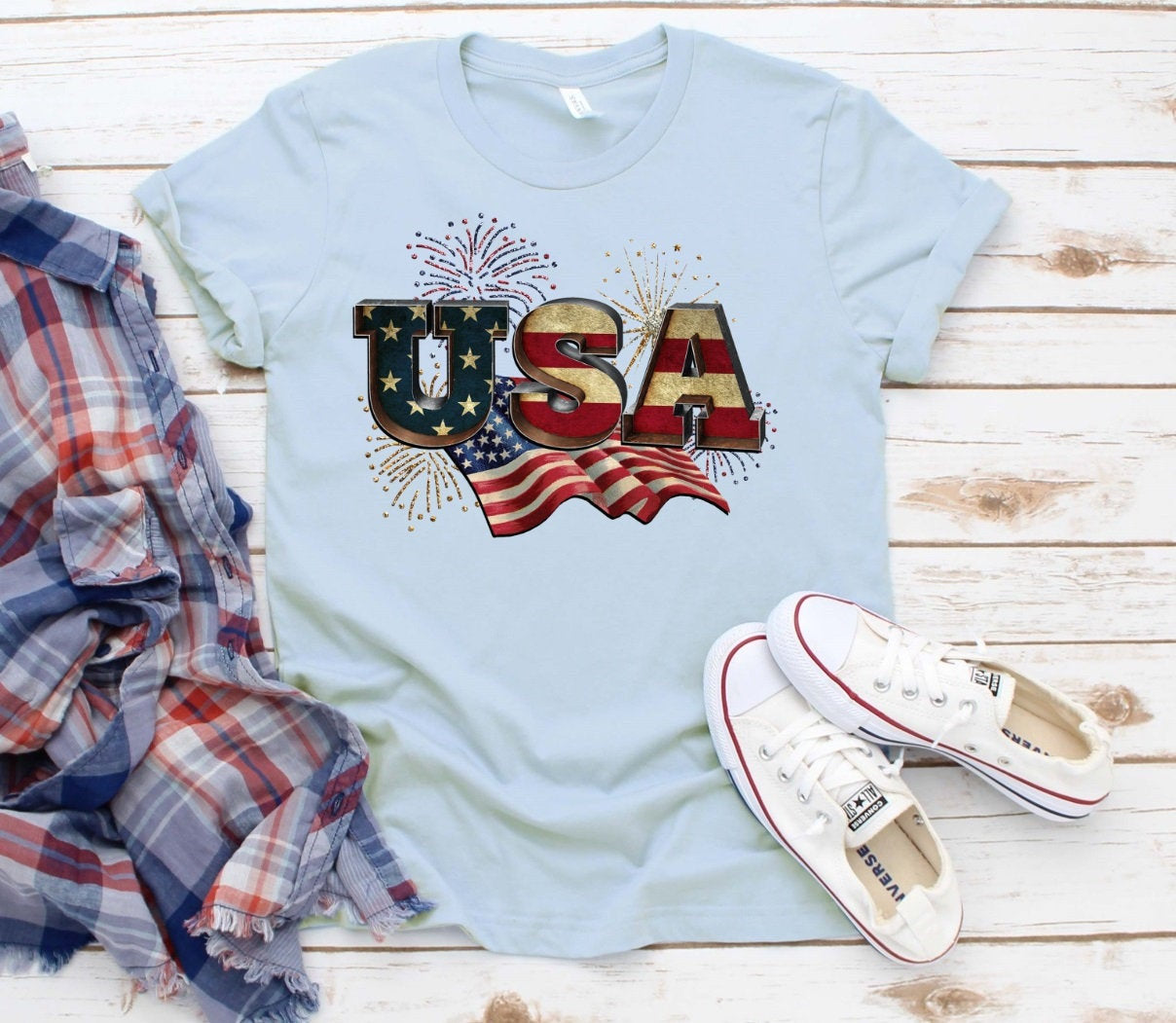 USA Flag Americana American Pride Unisex Novelty T-Shirt