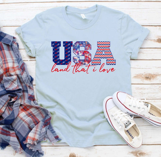 USA Land That I Love Americana American Pride Unisex Novelty T-Shirt
