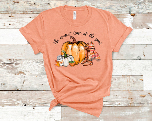 Coziest Time Of The Year Pumpkin Fall Autumn Novelty T-Shirt