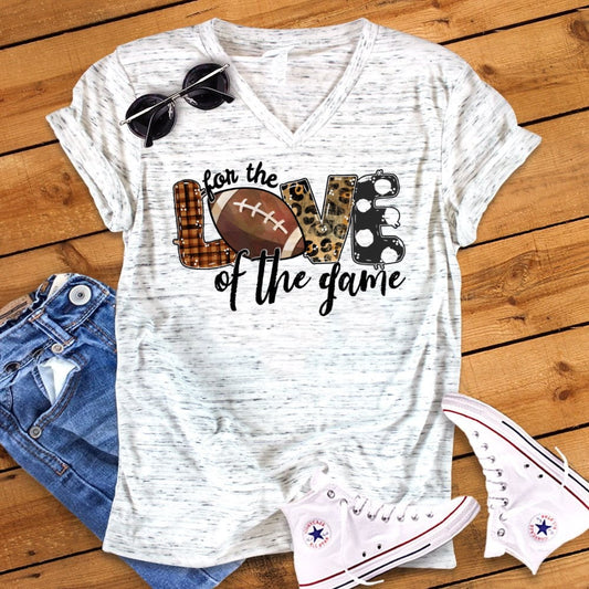 For the Love Of The Game Women's Fall Football Shirt Unisex V Neck Graphic Tee T-Shirt