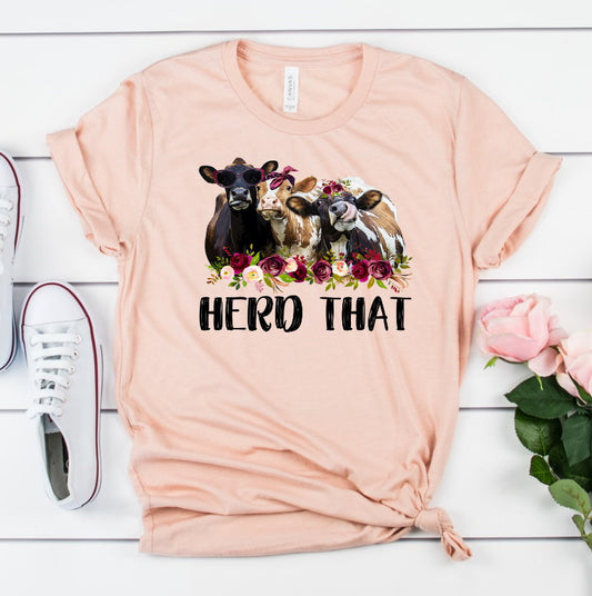 Herd That Funny Crazy Heifer Funny Cow Farm Tee Novelty T-Shirt