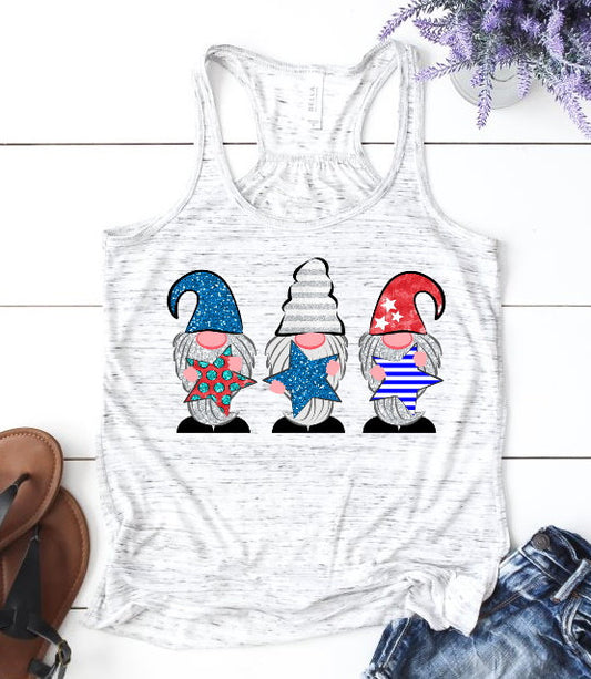 Patriotic Gnomes Gnome Flags American Pride Woman's Novelty Tank Top T-Shirt