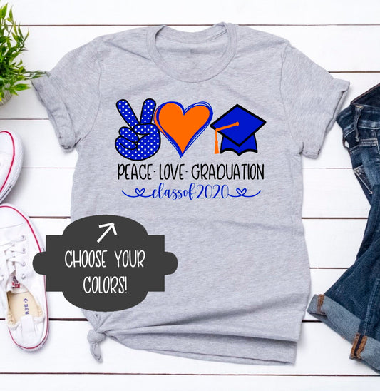 Peace Love Graduation Graduate 2020 Graduation Unisex Novelty T-Shirt