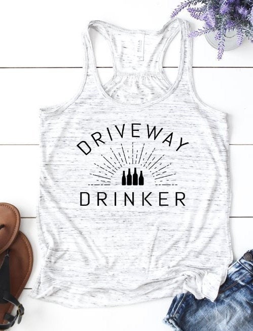 Driveway Drinker Funny Staycation Beer Woman's Novelty Tank Top T-Shirt