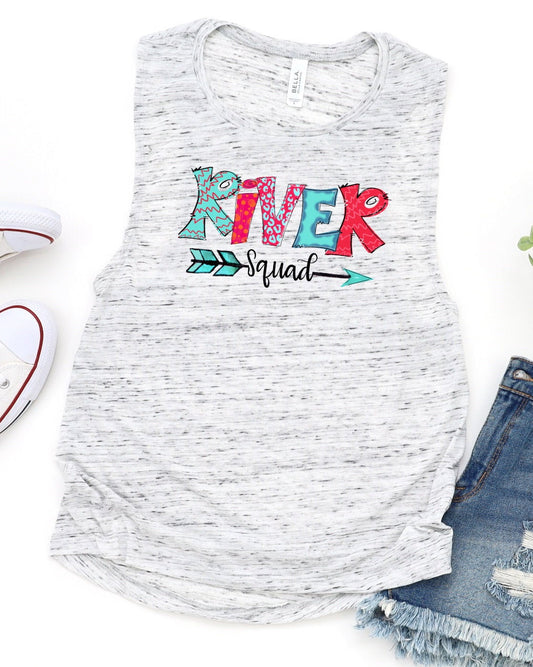 River Squad Canoe Floating Paddling Woman's Novelty women Flowy Scoop Muscle Tank Shirt