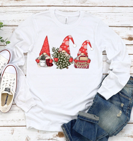 Christmas Gnomies Funny Chilling Gnomes Christmas Adult Kids Toddler Long Sleeve Shirt