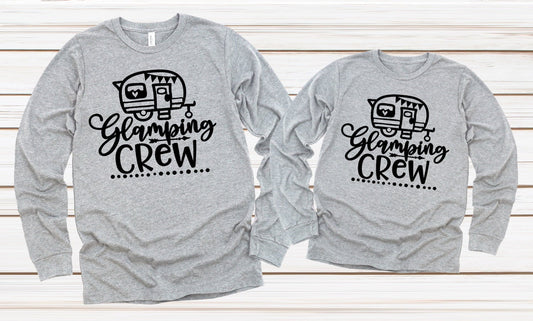 Glamping Crew Camper Tribe Camping Vacation Adult Kids Toddler Long Sleeve Shirt