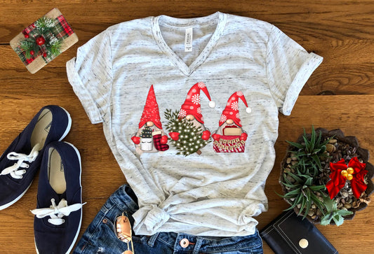 Christmas Gnomes Gnome Chilling Gnomies Christmas Bella Unisex V Neck T-Shirt