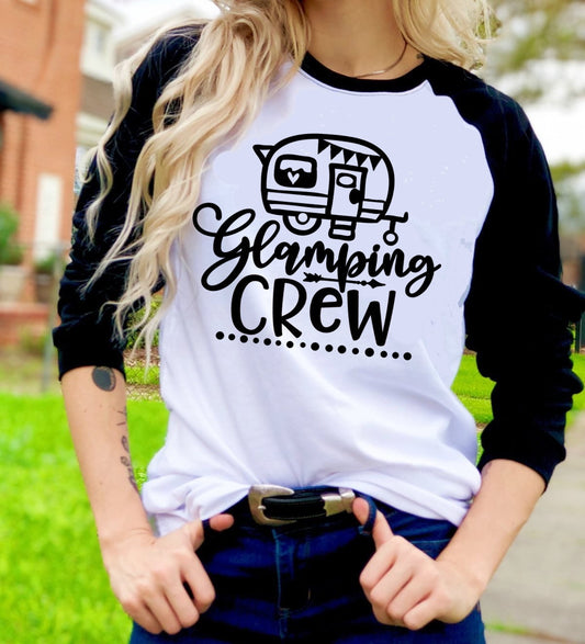 Glamping Crew Camping Camper RV t-shirt Raglan shirt Novelty Graphic Tee T-Shirt Raglan