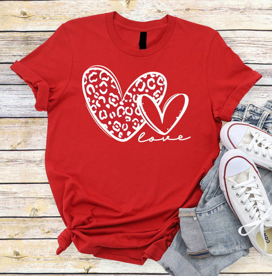 Valentines Double Heart Love Hearts Valentine's Day Novelty T-Shirt