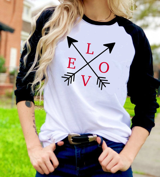 Valentines Love Arrow Hearts Valentine's Day Tee Raglan shirt