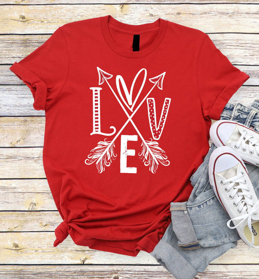 Valentines Love Arrows Hearts Valentine's Day Novelty T-Shirt