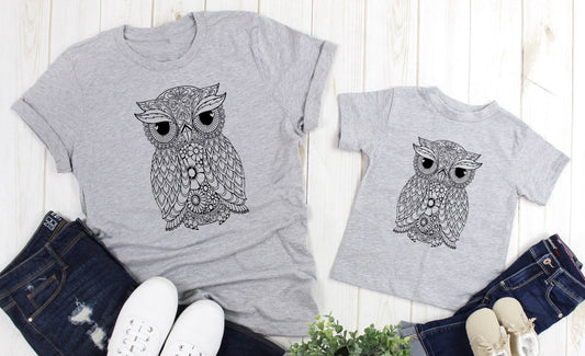 Owl Mandala Bird Boho Safari Adult Kids Toddler Baby Shirt