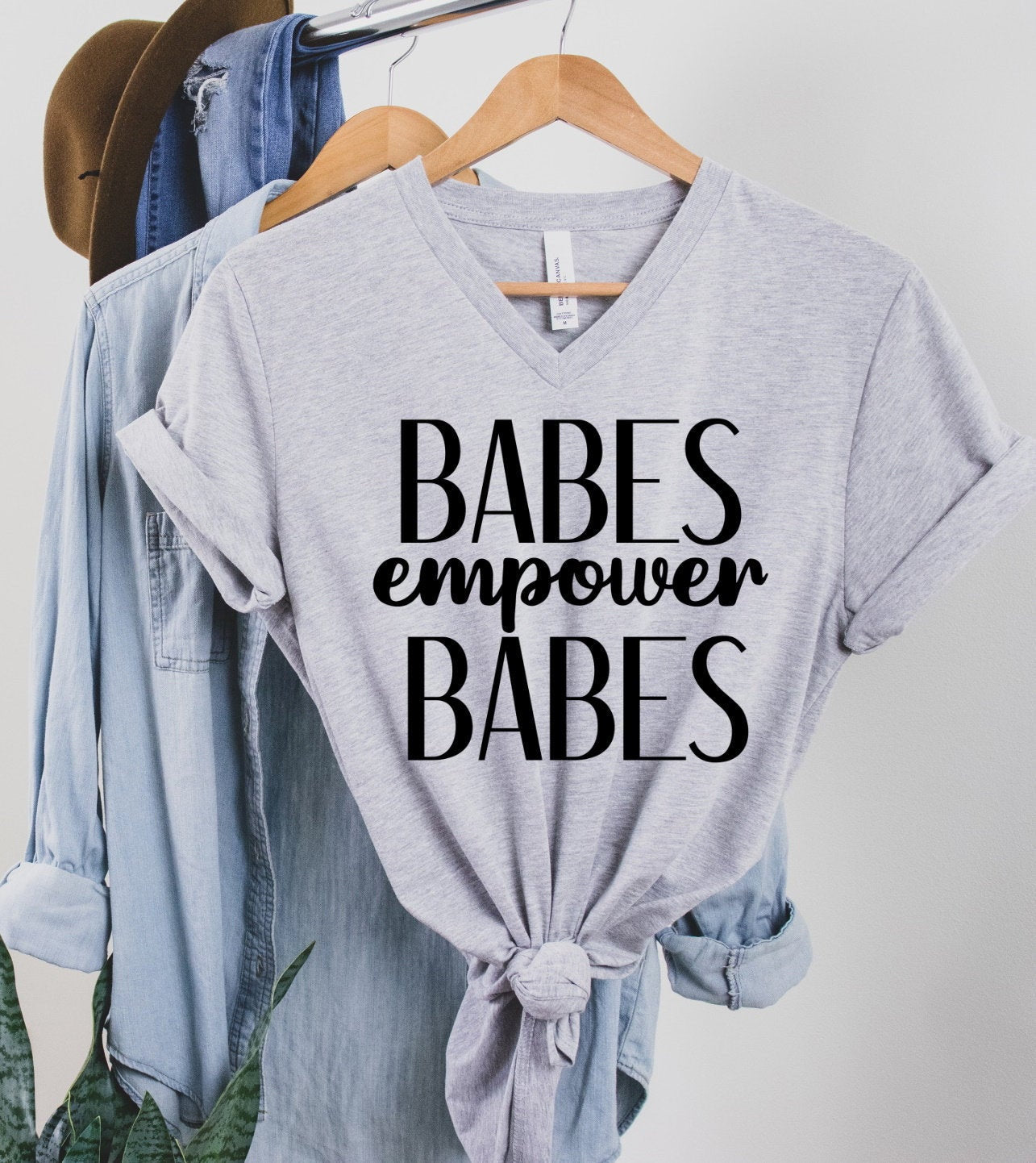 Babes Empower Babes, Boss, Small Business Owner, Inspirational Unisex V Neck or Crew Neck Graphic Tee T-Shirt