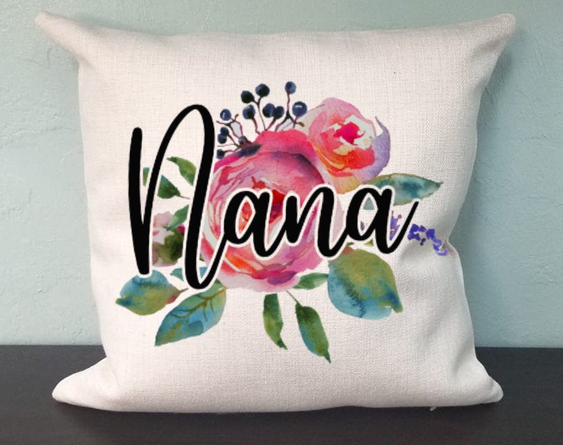 Nana Grandma Watercolor Pillow Cover - Grandma Pillow - Nana Decorations Farmhouse Decor Throw Pillow Cover