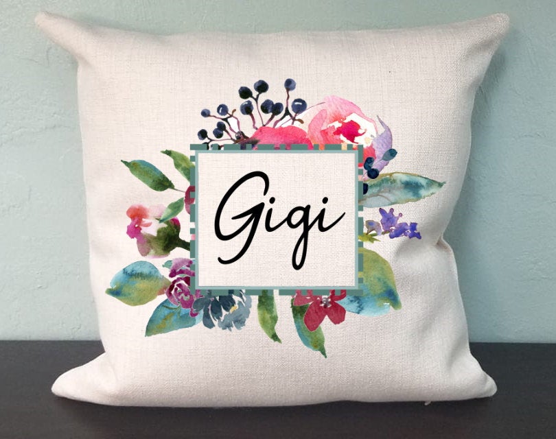 Gigi Grandma Watercolor Pillow Cover - Grandma Pillow - Gigi Decorations Farmhouse Decor Throw Pillow Cover