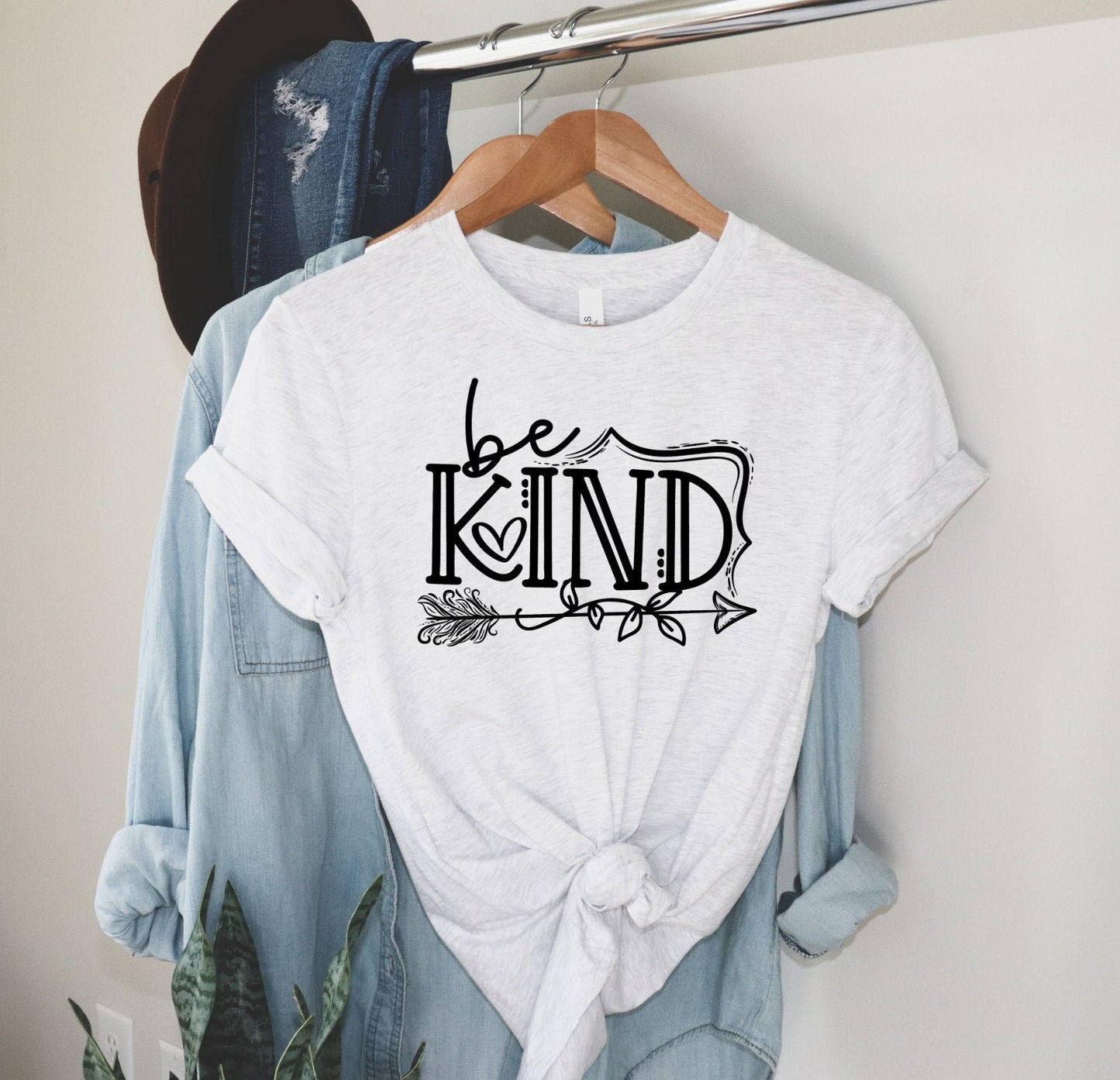 Be Kind Arrow, Be Nice, Positive Teacher Anti Bully Inspirational Unisex V Neck or Crew Neck Graphic Tee T-Shirt